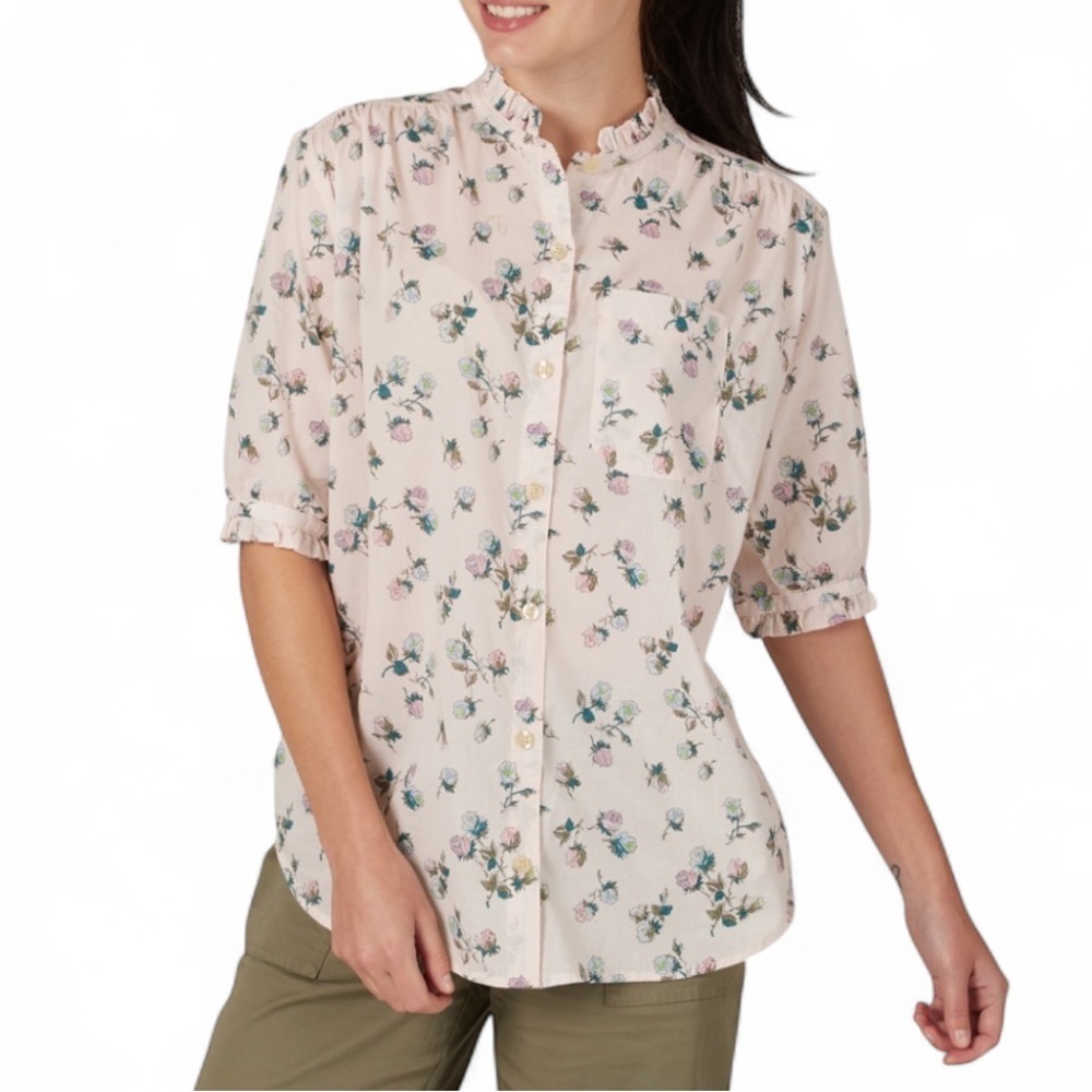 Dusty pink 100% cotton floral blouse L